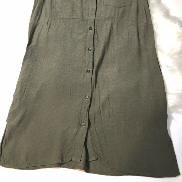 Lulu’s Army Green Button Dress - Picture 7 of 8